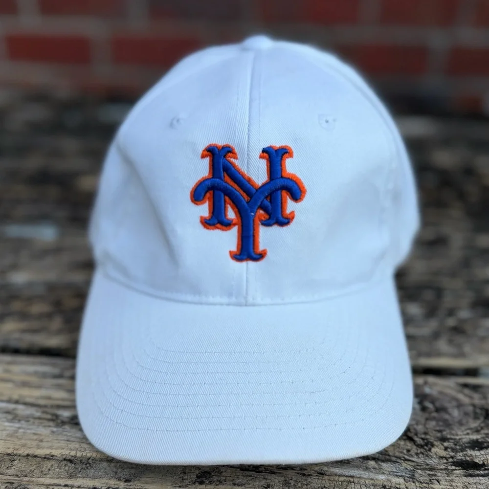 Vintage New York Mets MLB White Adjustable SnapBack Baseball Hat Cap T2